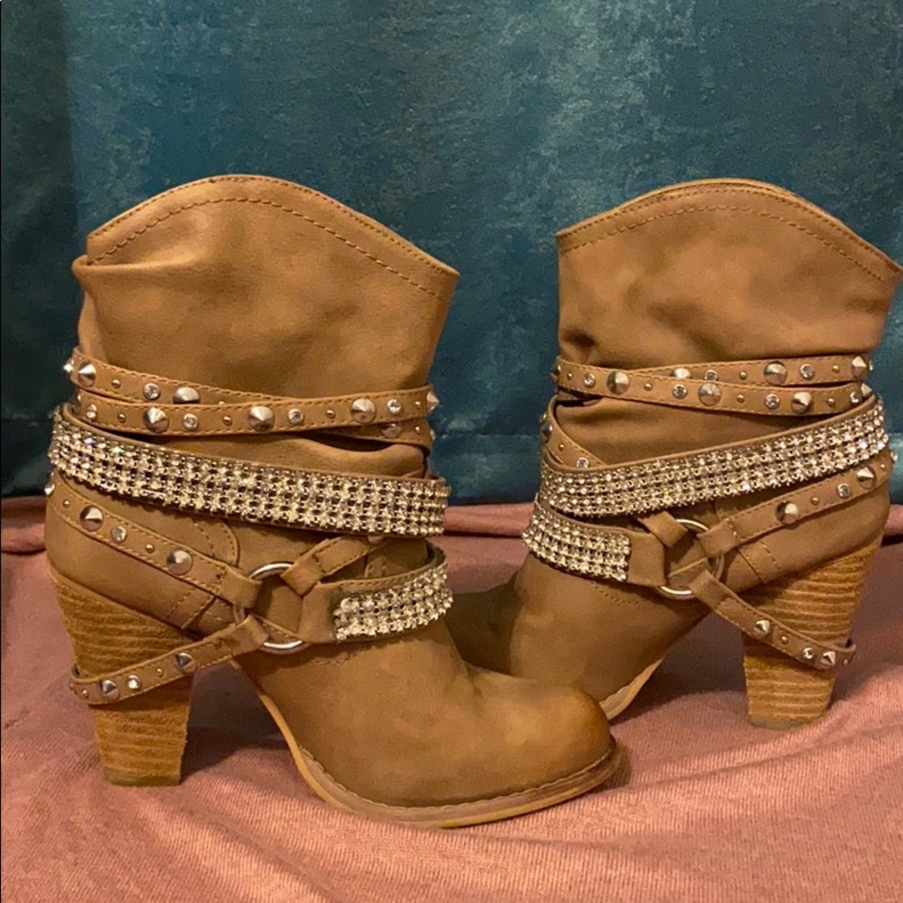 Not Rated Tan Studded Bootie